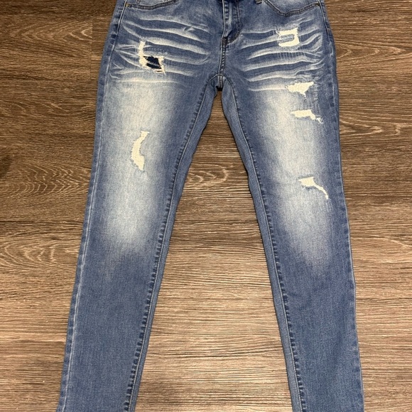 High waisted Distressed Blue Jeans - Picture 1 of 2